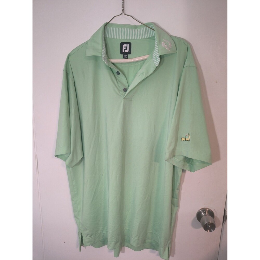 FootJoy Men's Golf Polo Light Green L Embroidered Collar Shirt Cape Cod